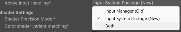 Active Input Handling dropdown