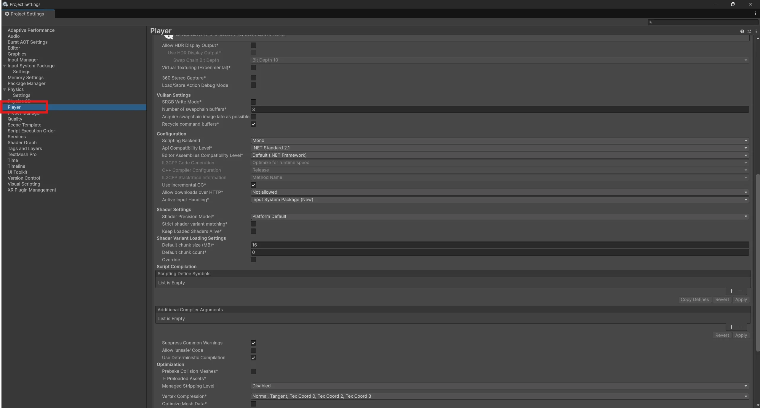 Project Settings