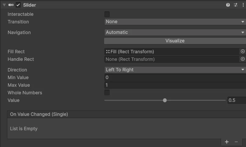 Slider with default settings