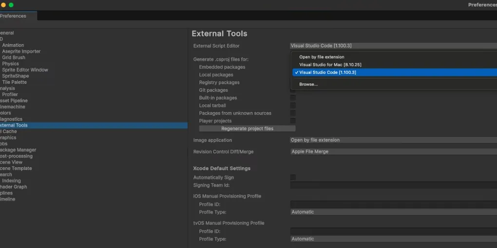 Set up VS Code as the default IDE for Unity on macOS
